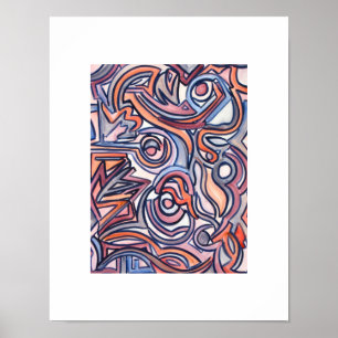Póster Gato Callejero-Arte Abstracto Pintado a Mano
