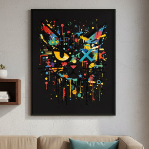 Póster Gato Cara Salpicadura Pintura Dinámica Decorativa 