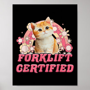 Póster Gato Carretilla Elevadora Certificado Divertido Pa