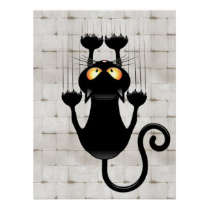 Póster Gato cayendo en el divertido personaje de caricatu