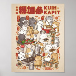 Póster Gato chino de Año Nuevo que hace tradicional Kuih 