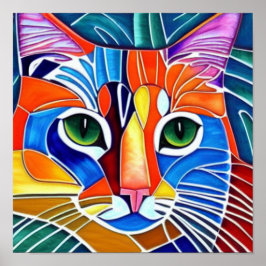 Póster Gato colorido  