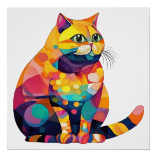 Póster Gato colorido