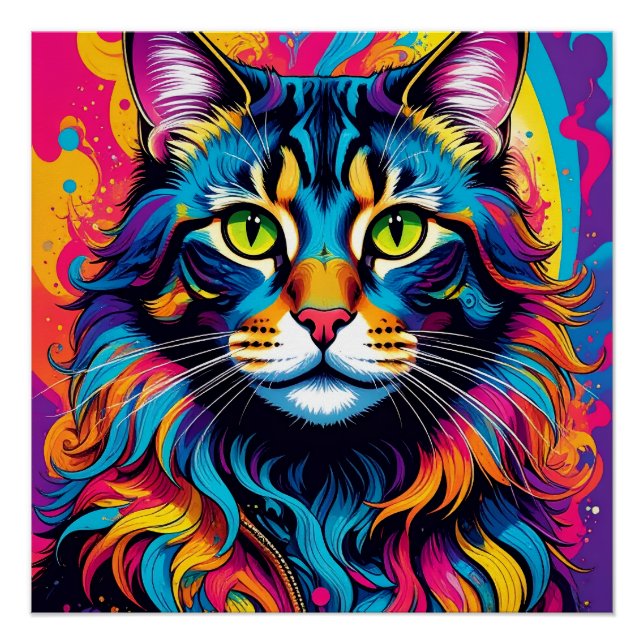 Póster Gato colorido (Anverso)