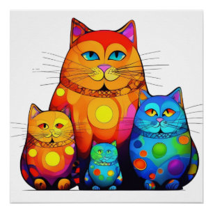 Póster Gato colorido