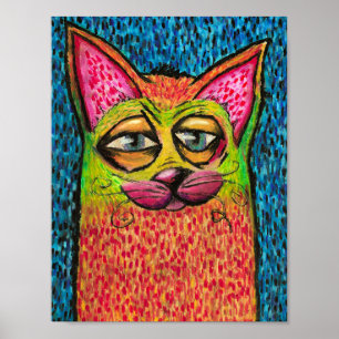Póster Gato colorido en el aceite Pastel de colores brill