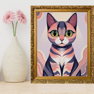 Póster Gato Colorido Lindo, Divertido Chic, Mascota