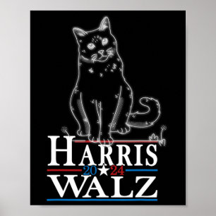 Póster Gato cómico de Waltz 2024 Kamala Harris Tim WA