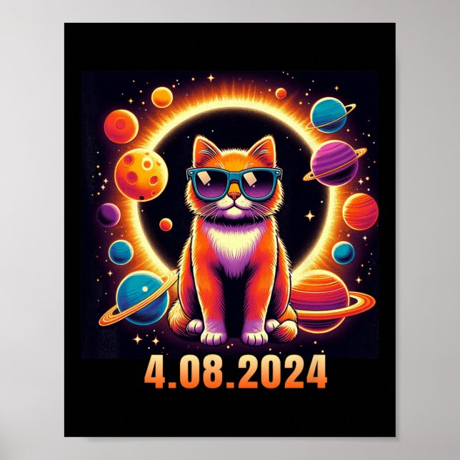 Póster Gato Con Eclipse Solar De Gles (Frente)