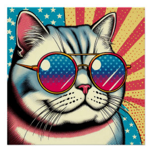Póster Gato con gafas