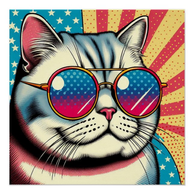 Póster Gato con gafas (Anverso)