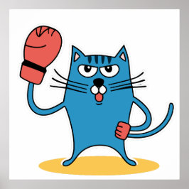 Póster Gato con guantes de boxeo