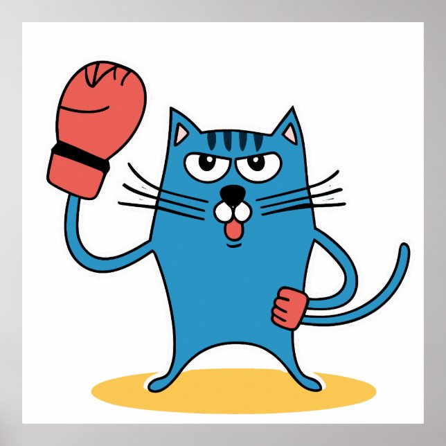 Póster Gato con guantes de boxeo (Frente)