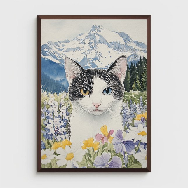 Póster Gato con Heterochromia en un campo de flores silve (Subido por el creador)