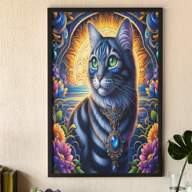 Póster Gato con joyas en un vibrante jardín de fantasía (Subido por el creador)