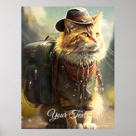 Póster Gato con mochila.