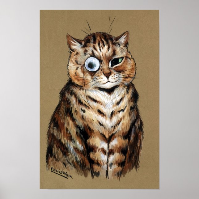 Póster Gato con monóculo, Louis Wain (Frente)