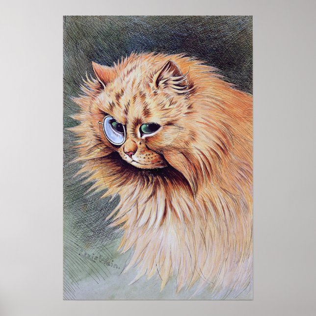 Póster Gato con monóculo, Louis Wain (Frente)