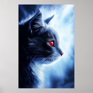 Póster Gato con ojos rojos