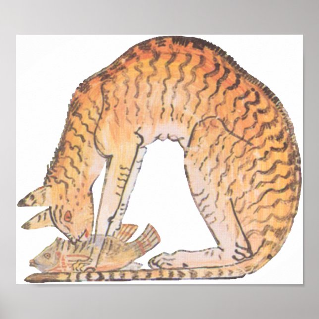 Póster gato con pez (Frente)