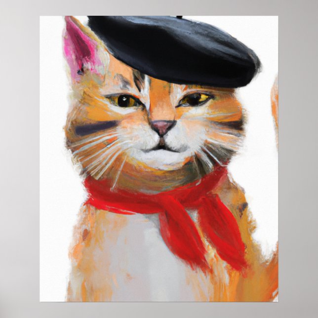 Póster Gato con pintura de boina (Frente)
