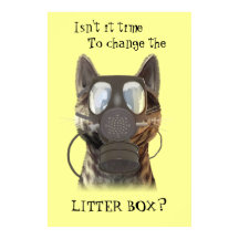 Gato con poster de máscara de gas