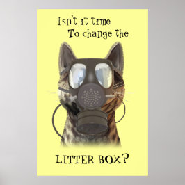 Póster Gato con poster de máscara de gas