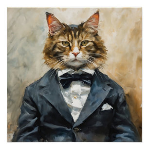 Póster Gato con traje