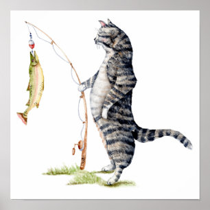 Póster Gato con un pescado