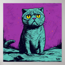 Gato cósmico en el Poster de la luna