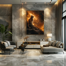 Póster Gato Cósmico: Majestad Felina Bajo las Estrellas