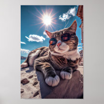 Gato costero con gafas de sol Poster