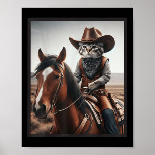 Póster Gato Cowboy Funny Cats Kitten Riendo Vaquero De Ca