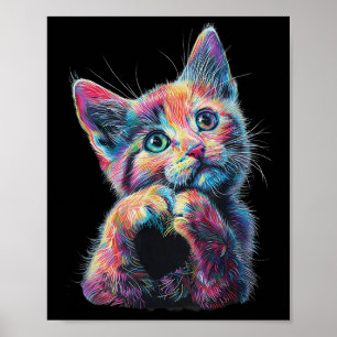 Póster Gato Creando Forma De Corazón Amor Idioma Rótulo G
