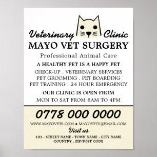 Póster Gato crema, veterinario, anuncio de servicio veter