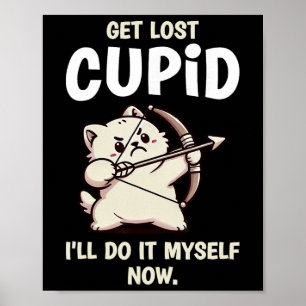 Póster Gato Cupido Arquero Día de San Valentín Divertido 