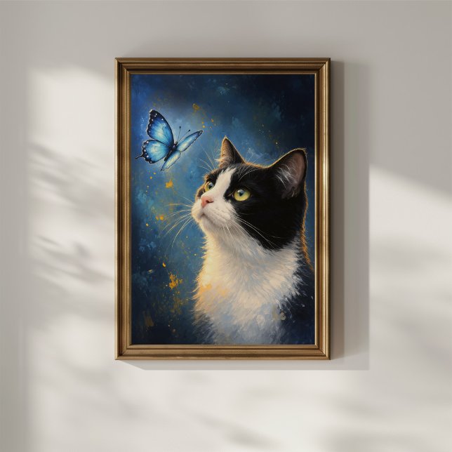 Póster Gato curioso y mariposa azul (Subido por el creador)