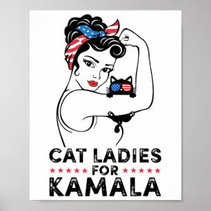 Póster Gato Damas De Kamala Harris Por El Presidente 2024