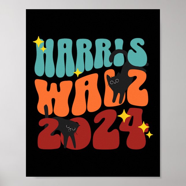 Póster Gato Damas Para El Divertido Gato De Kamala 2024 P (Frente)