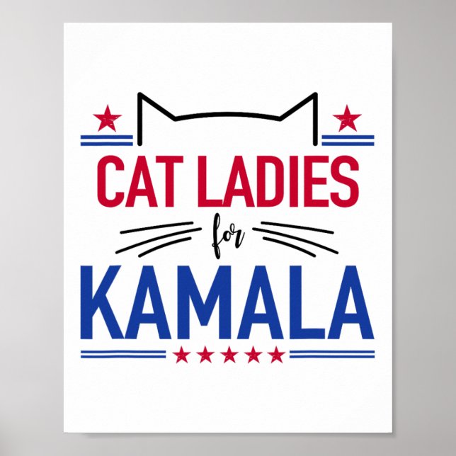 Póster Gato Damas Para El Divertido Gato De Kamala 2024 P (Frente)
