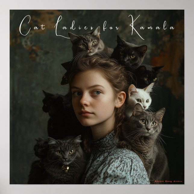 Póster Gato Damas para Poster Bella Artes de Kamala (Frente)