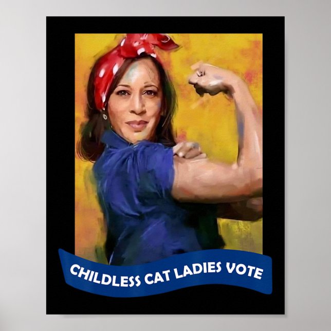 Póster Gato Damas Votar Kamala 2024 Rosie The Riveter (Frente)