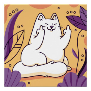 Póster Gato dando el dedo
