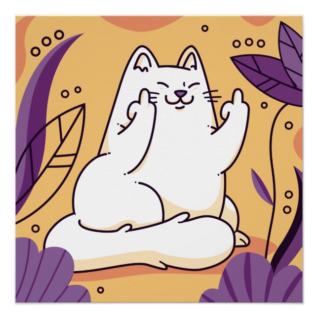 Póster Gato dando el dedo (Anverso)