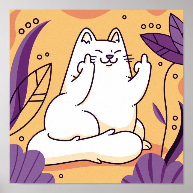 Póster Gato dándole el dedo (Frente)