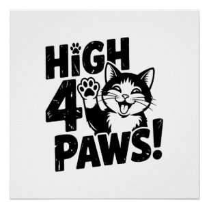 Póster Gato de 4 patas altas