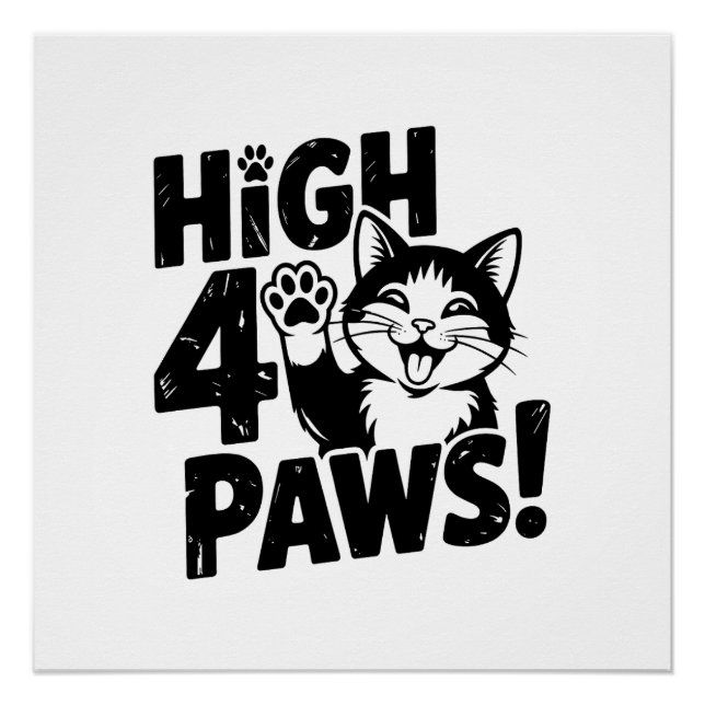 Póster Gato de 4 patas altas (Anverso)