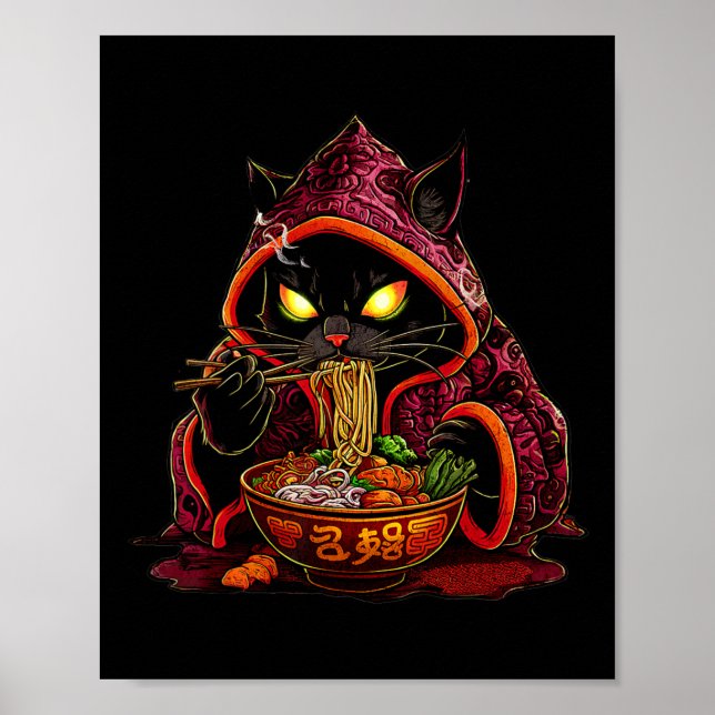 Póster Gato de Anime Kids Ramen Niños Japoneses Kawaii Ca (Frente)