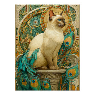 Póster Gato de Art Nouveau