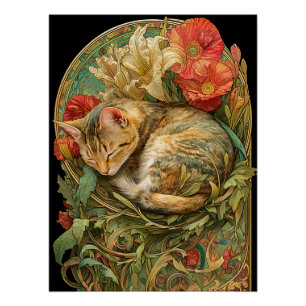 Póster Gato de Art Nouveau